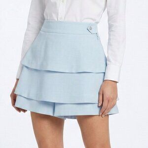 Maje Isalia Bleu Ciel Layered Skort Light Blue Mini Skirt Shorts EU 34 NEW